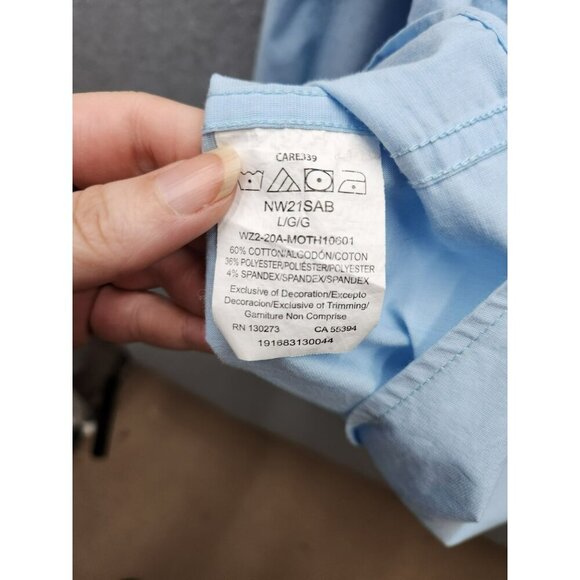 Wrangler Outdoor Mens Light Blue Button-Down Shirt Large Regular Fit Cotton/Poly - Picture 6 of 7